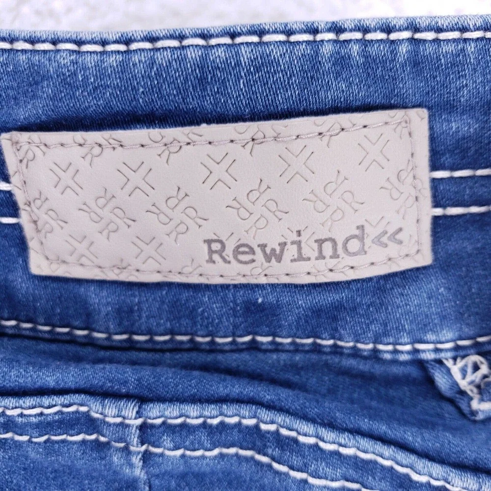 Rewind Jeans Denim Cotton Womens Size 0 Blue Straight Stretch VTG Mid Rise Slim